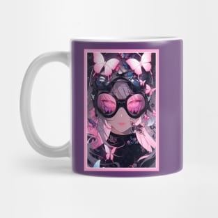 Aesthetic Anime Girl Rosa Pink Black | Quality Aesthetic Anime Design | Premium Chibi Manga Anime Art Mug